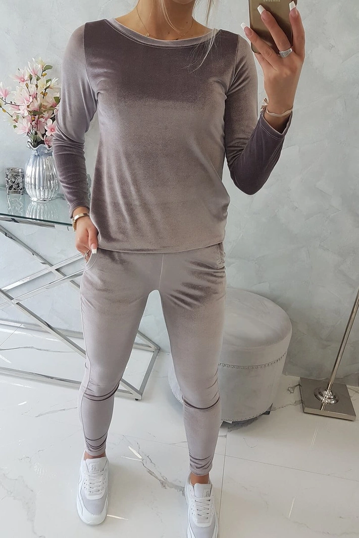 Veloursset mit Rückenfalte grau