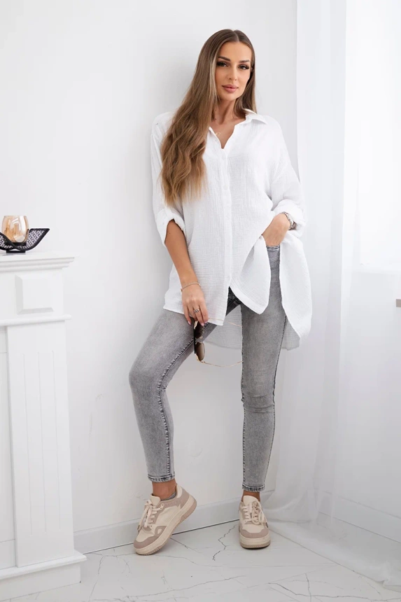 Cotton muslin shirt white