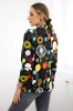 Cotton jacket with a colorful print black