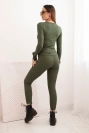 Women's set made of ribbed viscose with long sleeves and leggings khaki