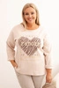 Damen Sweatshirt Plus Size mit Kapuze und Druck grau