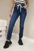 Dark denim trousers with ribbed hem 