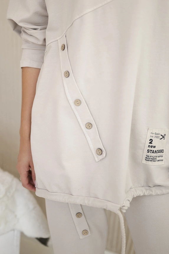 Oversize-Set aus Baumwolle Sweatshirt + Hose beige