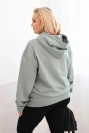 Dámska mikina s kapucňou a klokankou Plus Size z bavlny tmavo mentolová