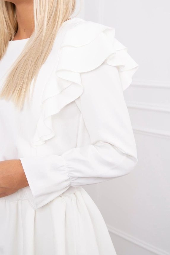 Dress with vertical flounces ecru