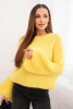 Women's mohair sweater with puff sleeves yellow