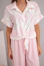 Damen-Set Viskose Bluse mit Bindung und Hose mit Gummizug rosa