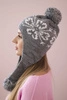 Women's long eared cap Balbina K381 dark grey
