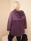 Dámska bavlnená mikina Plus Size s kapucňou a gombíkmi tmavofialová