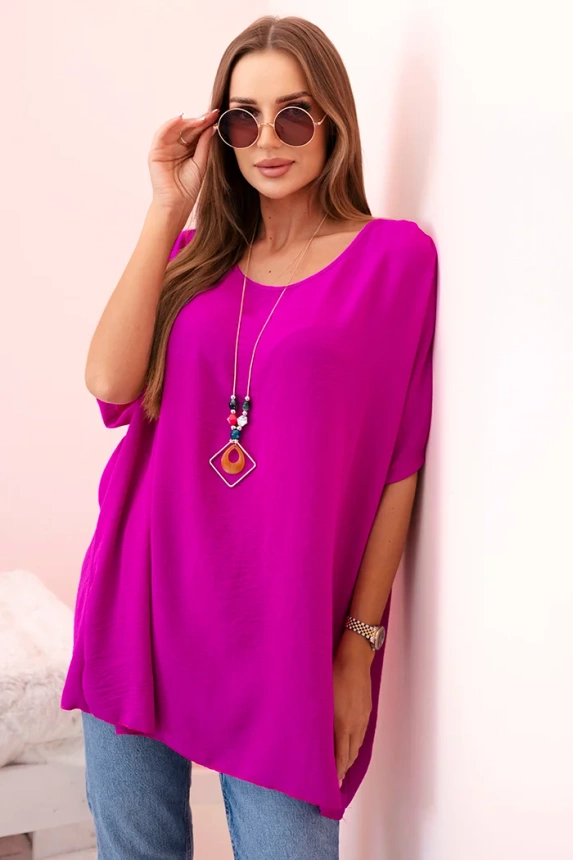 Oversized blouse with pendant aubergine