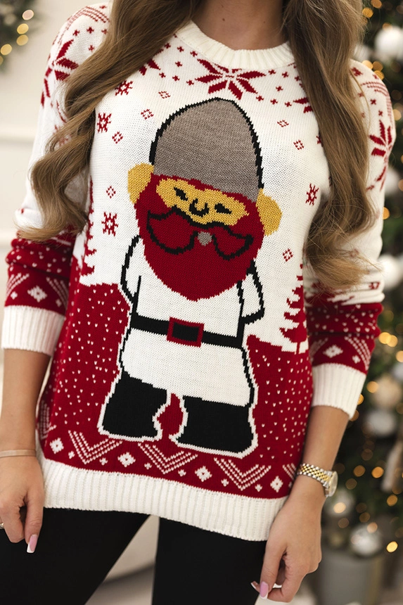 Christmas sweater with Santa Claus ecru