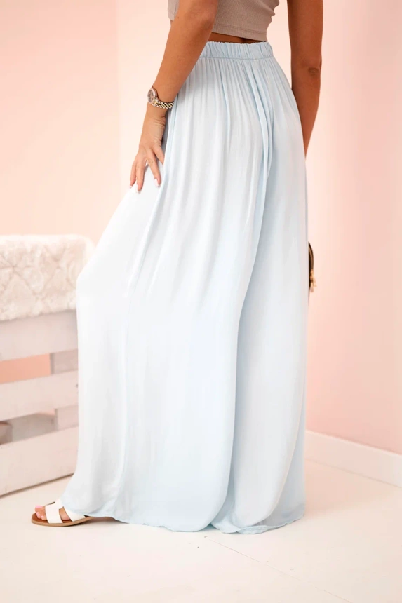 Damen Viskose weite Hose mit elastischem Bund blau