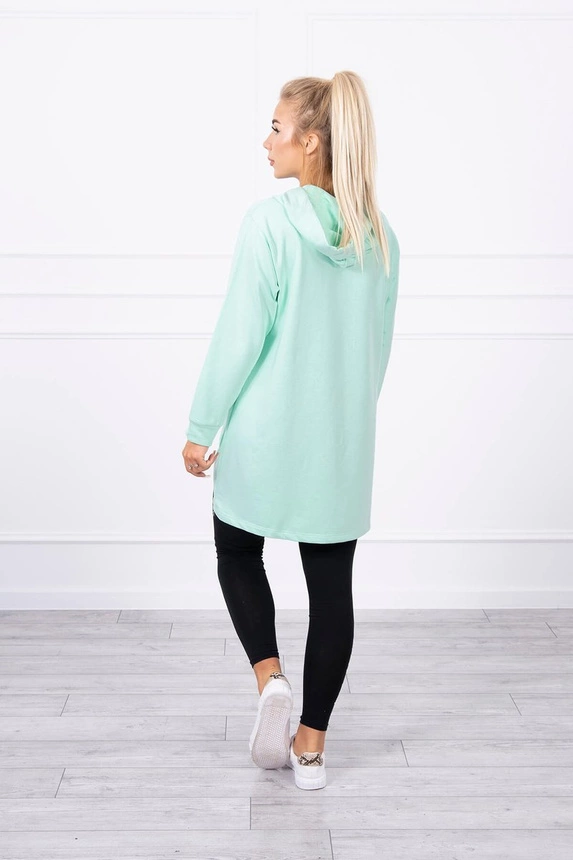 Sweatshirt with longer back and hood mint