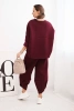 Women's tracksuit set made of thicker material with wide legs burgundy