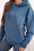 Damen Sweatshirt aus Baumwolle mit Kapuze und Kängurutasche Jeansfarbe
