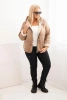 Moteriška Plus Size striukė su kapišonu ir avikailiu camelinė
