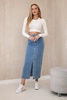 Long skirt with buttons light denim