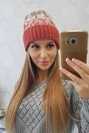 Dámská čepice Samara K346 červená+béžová