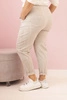 Women's plus size distressed pants with viscose and elastic beige