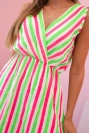 Damen-Baumwollkleid mit bunten Streifen neongrün