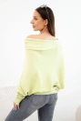 Women's viscose asymmetric batwing sweater pistachio