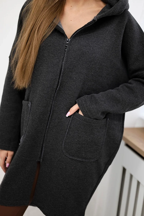 Warm-up Sweatshirt mit längerem Rücken, graphit