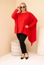 Women's Plus Size tunic made of cotton with an asymmetrical hem red