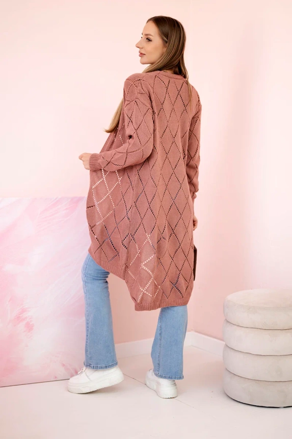 Sweater with a geometric pattern dark pink