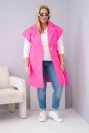 Moteriška Plus Size pamušalinė liemenė su diržu ir apykakle rožinė neono