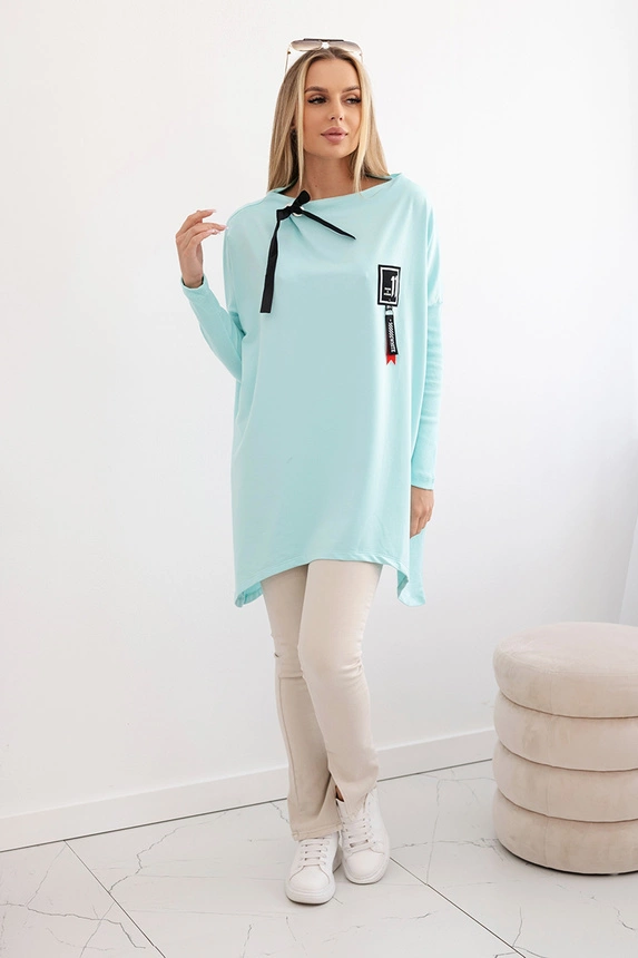 Mikina oversize s asymetrickými stranami mäta