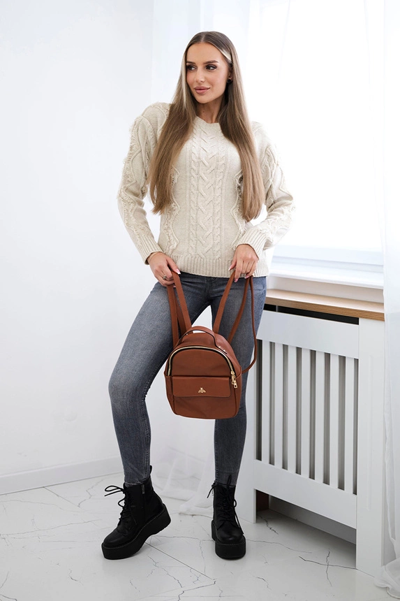Pullover mit Flechtbindung beige