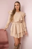 Kleid mit vertikalen Rüschen beige