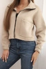 Insulated cotton sweatshirt with zipper light beige