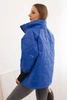 Women's quilted jacket with a short cut and a collar, cobalt blue