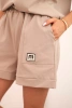 Women's punto set with short sleeves and loose shorts camel