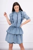 Stretch riflové šaty s jabotom S/M-L/XL