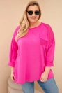 Dámská mikina Plus Size bavlněná s potiskem fuchsie