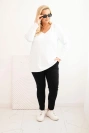 Women's Plus Size blouse with a V-neck and long sleeves white