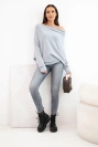 Damenpullover asymmetrisch aus Viskose Batwing grau