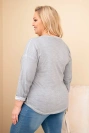 Damenbluse Plus Size mit Print und längerem Rücken grau