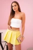 Women's skirt shorts with pleats and belt yellow