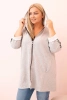 Bluza damska Plus Size z wiskozą rozpinana z kapturem szara