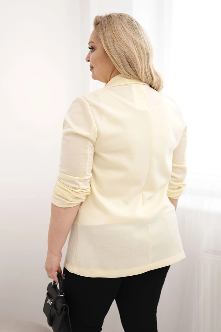 Women's Plus Size viscose blazer with long sleeves and collar lemon