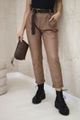 Waxed trousers with a belt camel