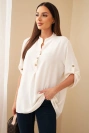 Bluse mit längerem Rücken hellbeige