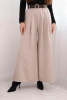 Women's wide-leg trousers with a belt beige