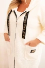 Damen Plus Size Mantel aus Kunstfell mit Kapuze und Taschen ecru