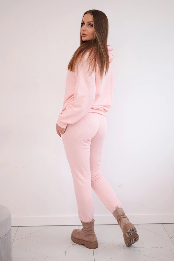 Športová súprava s kapucňou púdrovo ružová
