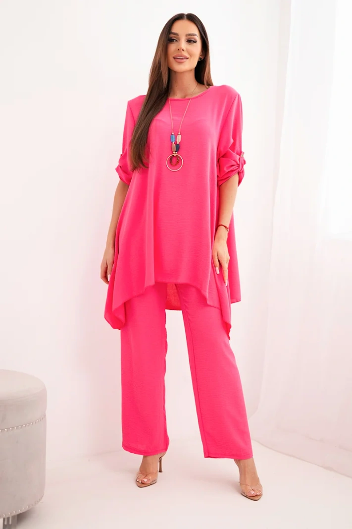 Set of blouse + pants with pendant pink
