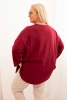 Dámska blúzka Plus Size s bavlnou, s vreckom a s vyhrnutým rukávom bordová